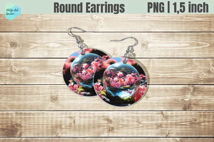 Round Earring | Flowers Sublimation