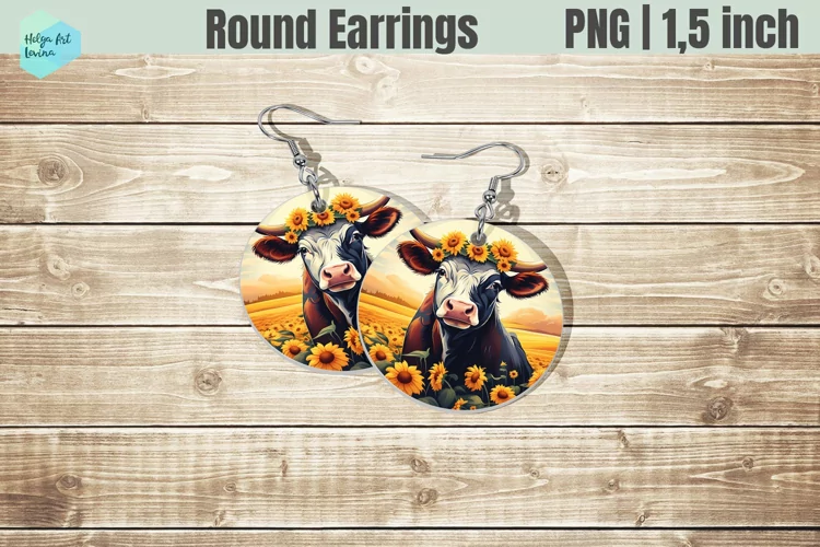 Round Earring | Cow Sublimation