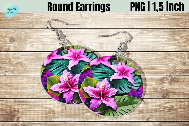 Round Earring | Tropic Flowers Sublimation