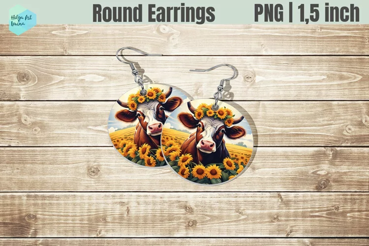 Round Earring | Cow Sublimation