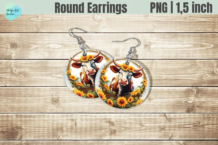 Round Earring | Cow Sublimation