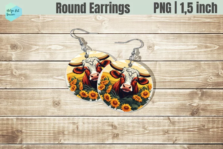 Round Earring | Cow Sublimation