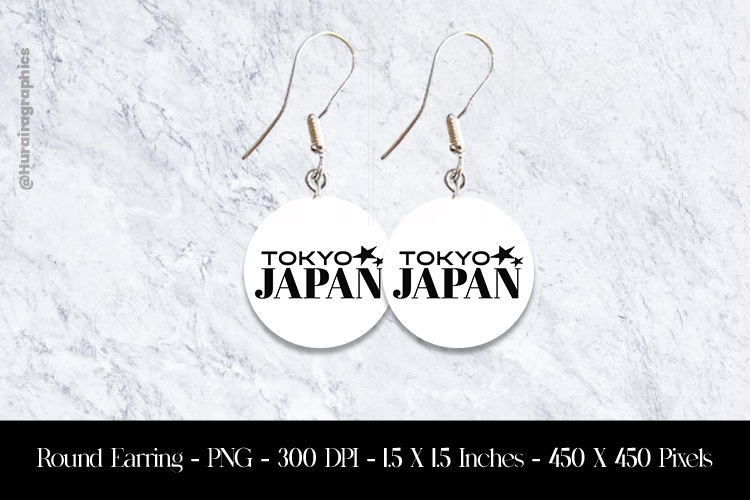 Tokyo Japan Round Earring Sublimation Design