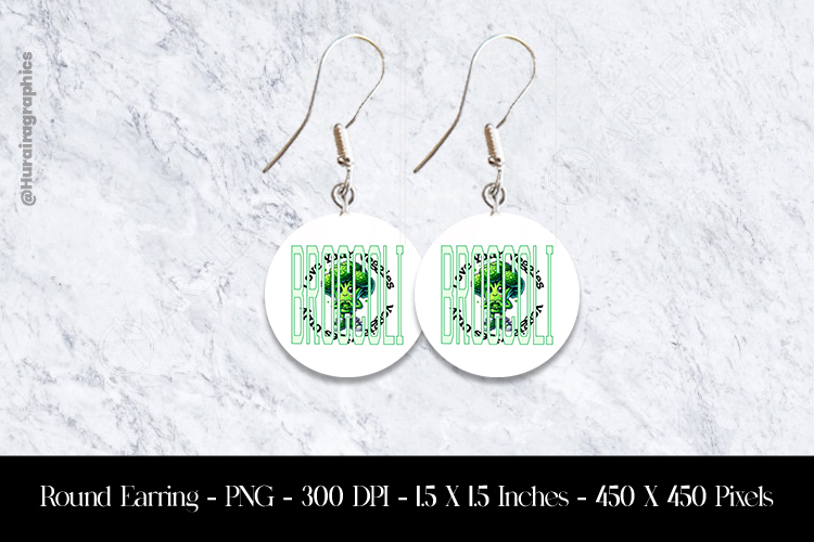 Broccoli Round Earring Sublimation Design