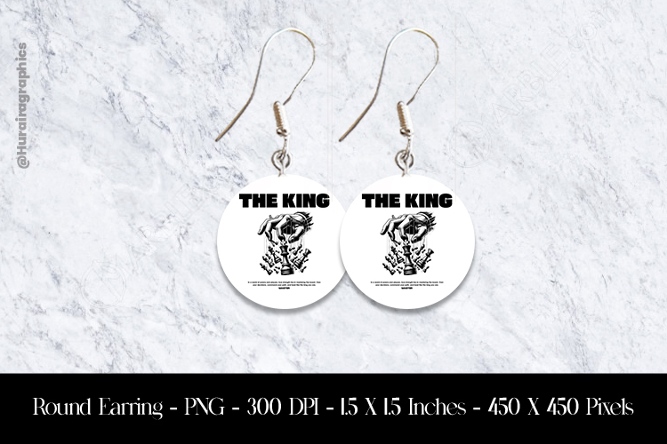 The King Round Earring Sublimation Design