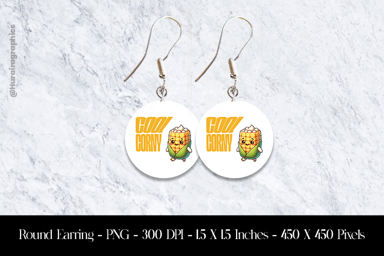 Cool Corny Round Earring Sublimation Design