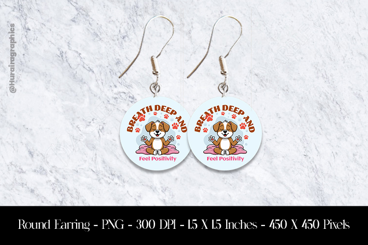 Breath And Deep Round Earring Sublimation Design