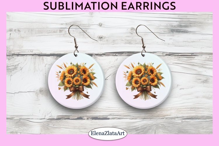 Sunflower Round Earrings | Flowers Round Earrings | Earrings example image 1