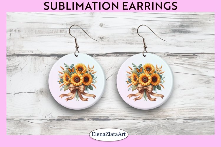 Sunflower Round Earrings | Flowers Round Earrings | Earrings