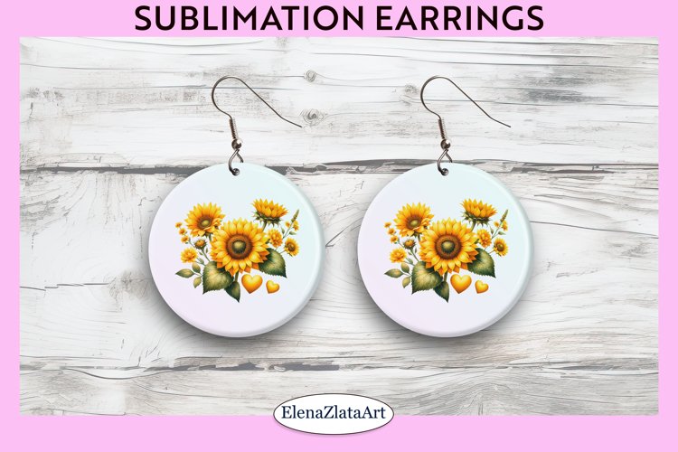 Sunflower Round Earrings | Flowers Round Earrings | Earrings example image 1