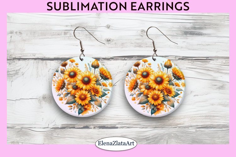 Sunflower Round Earrings | Flowers Round Earrings | Earrings example image 1