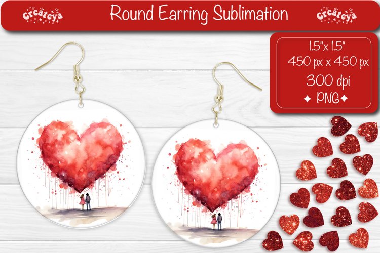 Flower Round Earring Sublimation Designs Valentine earrings