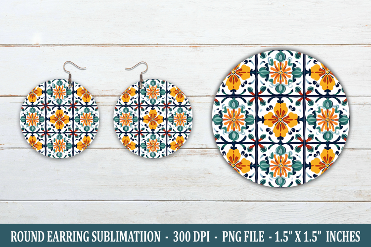 Portuguese Pattern Round Earring | Earring Sublimation