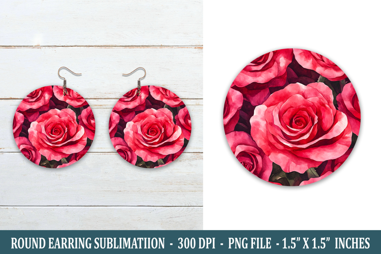 Watercolor Rose Round Earring | Earring Sublimation
