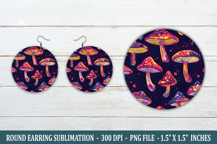 Whimsical Mushroom Round Earring | Earring Sublimation
