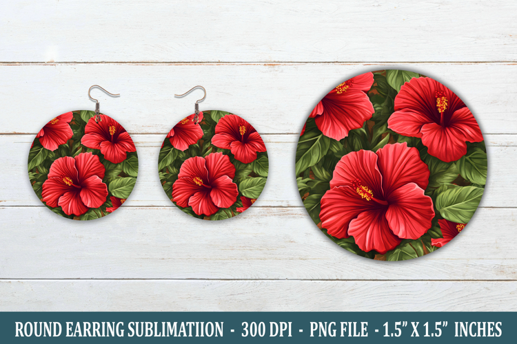 Hibiscus Flower Round Earring | Earring Sublimation