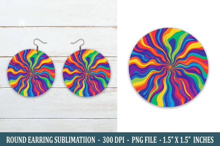 Psychedelic Pattern Round Earring | Earring Sublimation