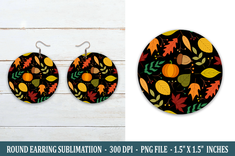 Autumn Pattern Round Earring | Earring Sublimation