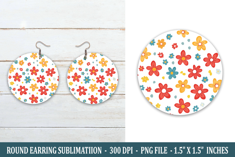 Cute Flower Round Earring | Earring Sublimation