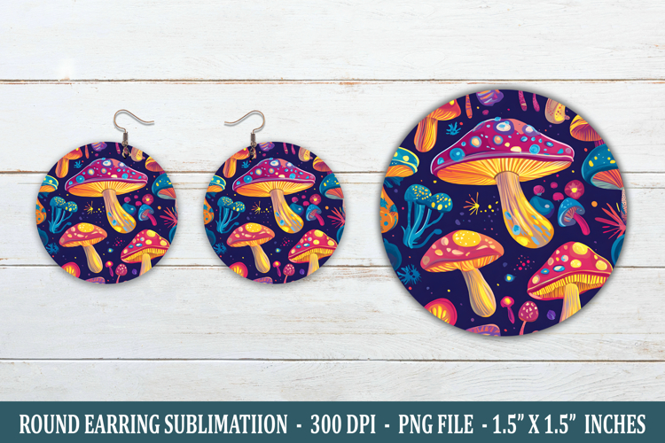 Whimsical Mushroom Round Earring | Earring Sublimation