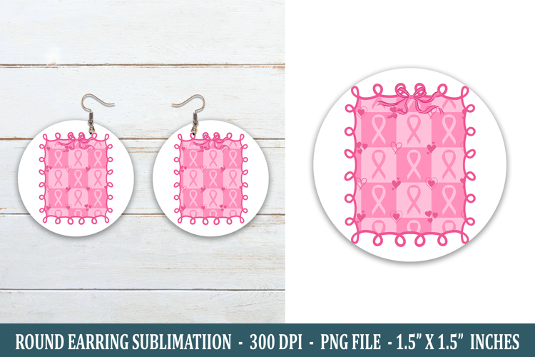 Breast Cancer Coquette Round Earring | Earring Sublimation