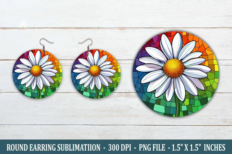 Stained Glass Daisy Flower Earring | Earring Sublimation