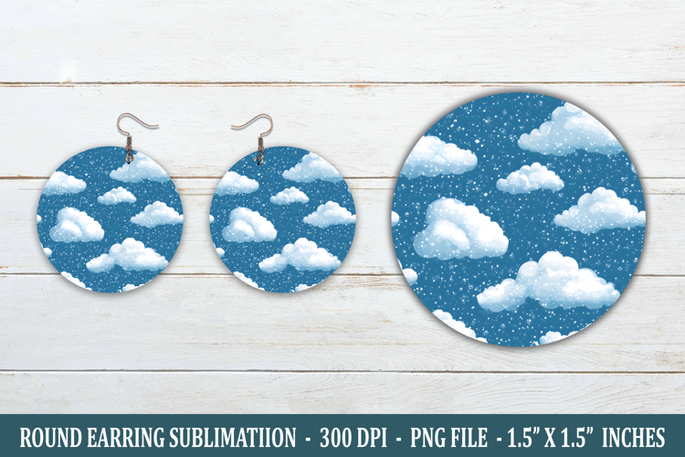 Snowy Clouds Round Earring | Earring Sublimation