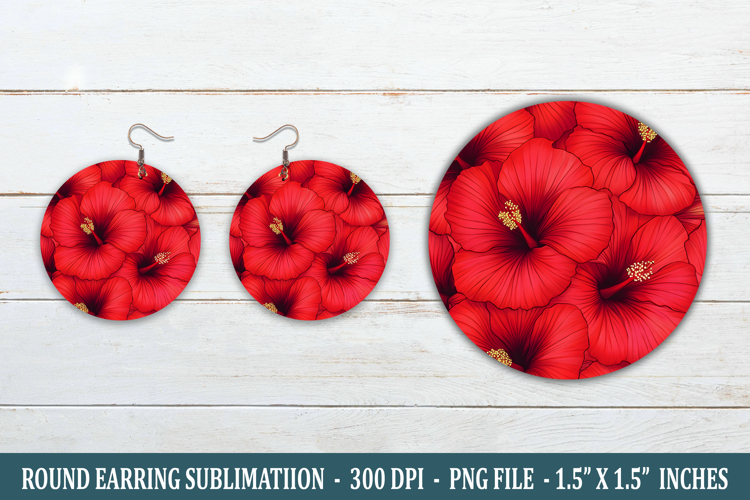 Hibiscus Flower Round Earring | Earring Sublimation