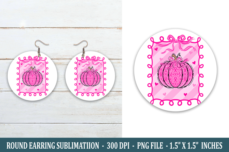 Breast Cancer Coquette Round Earring | Earring Sublimation