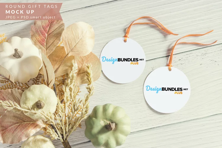 Round Gift Tags Mock up for Thanksgiving, Fall