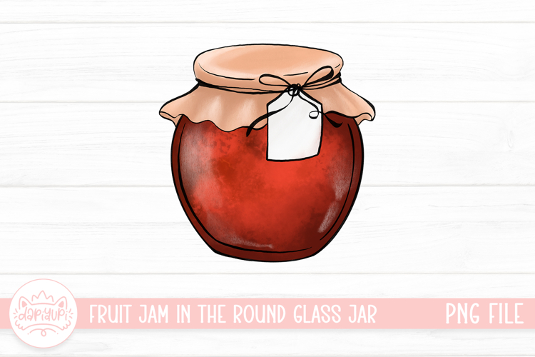 Fruit Jam In The Round Glass Jar Watercolor PNG Illustration