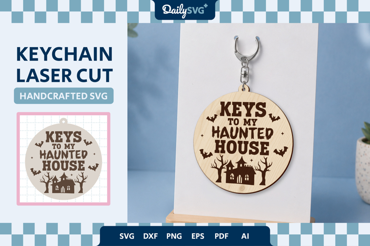 Haunted House Halloween Keychain SVG