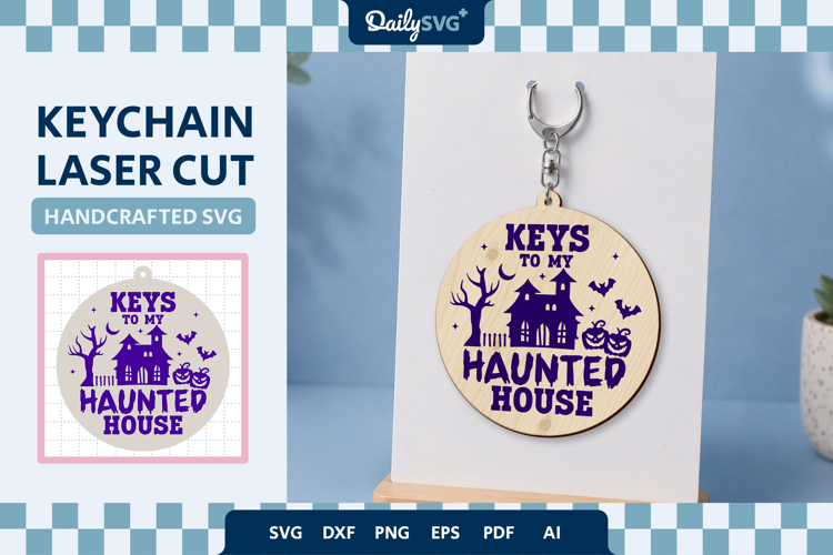 Haunted House Halloween Keychain SVG