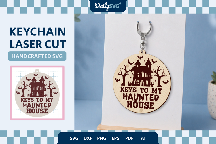 Haunted House Halloween Keychain SVG