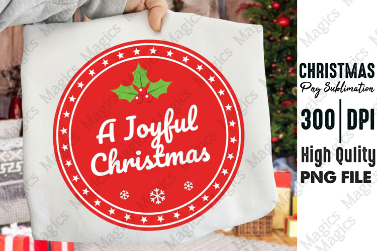 Round Joyful Xmas Label Sublimation
