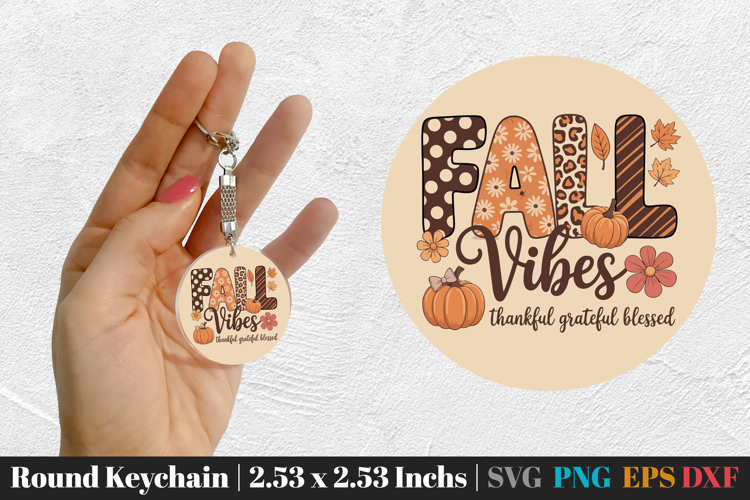 Fall Round Keychain SVG PNG