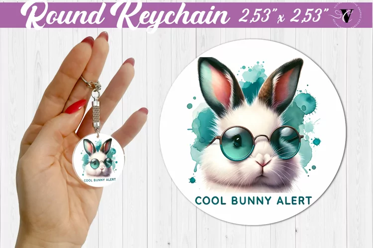 Round keychain sublimation | Funny animals| Easter