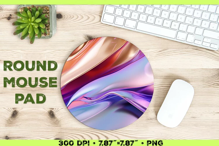 Melty Metallics Design Round Mouse Pad Sublimation