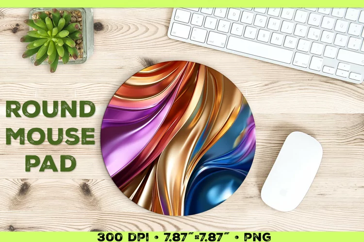 Melty Metallics Design Round Mouse Pad Sublimation