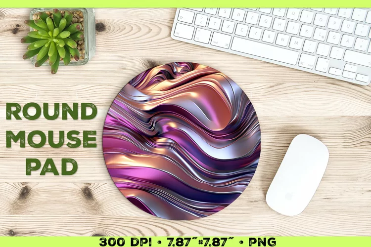 Melty Metallics Design Round Mouse Pad Sublimation