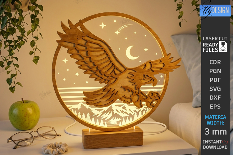 3D Layered Round Lamp Laser Cut | Night Light | Eagle | CNC