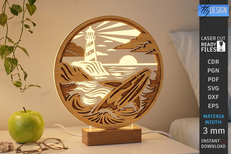 3D Layered Round Lamp Laser Cut | Night Light | Lighthouse