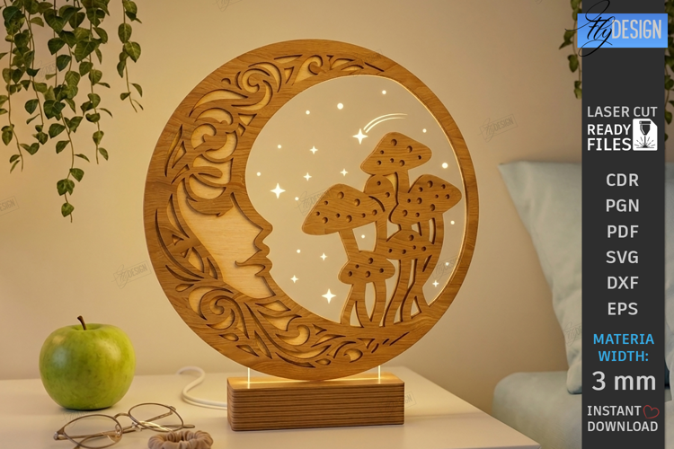 3D Layered Round Lamp Laser Cut | Night Light | Moon | CNC
