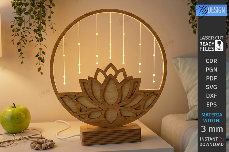 3D Layered Round Lamp Laser Cut | Night Light | Lotus | CNC