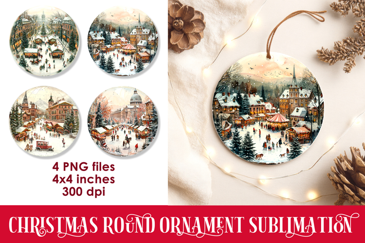 Christmas Round Ornaments Sublimation PNG