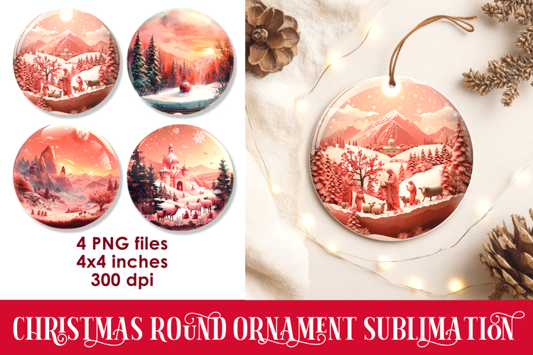 Christmas Round Ornaments Sublimation PNG