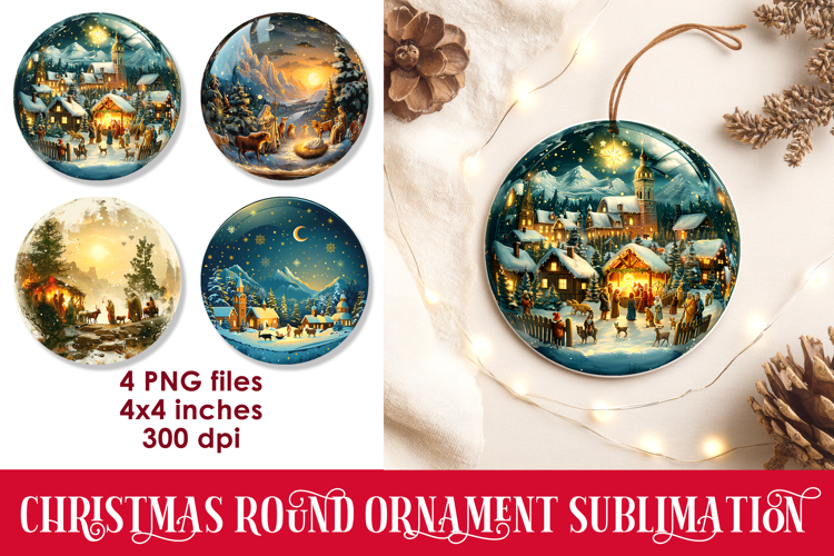 Christmas Round Ornaments Sublimation PNG