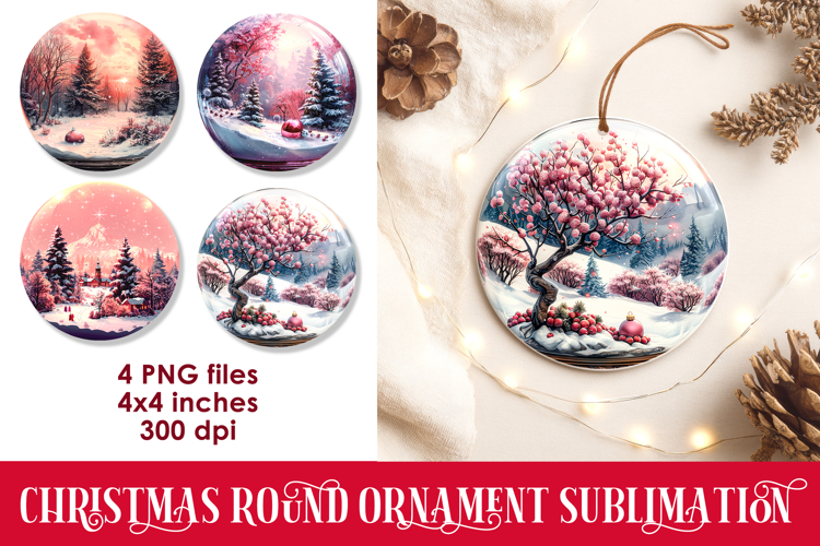 Christmas Round Ornaments Sublimation PNG