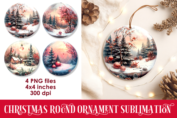 Christmas Round Ornaments Sublimation PNG