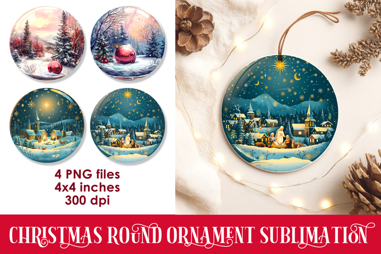 Christmas Round Ornaments Sublimation PNG